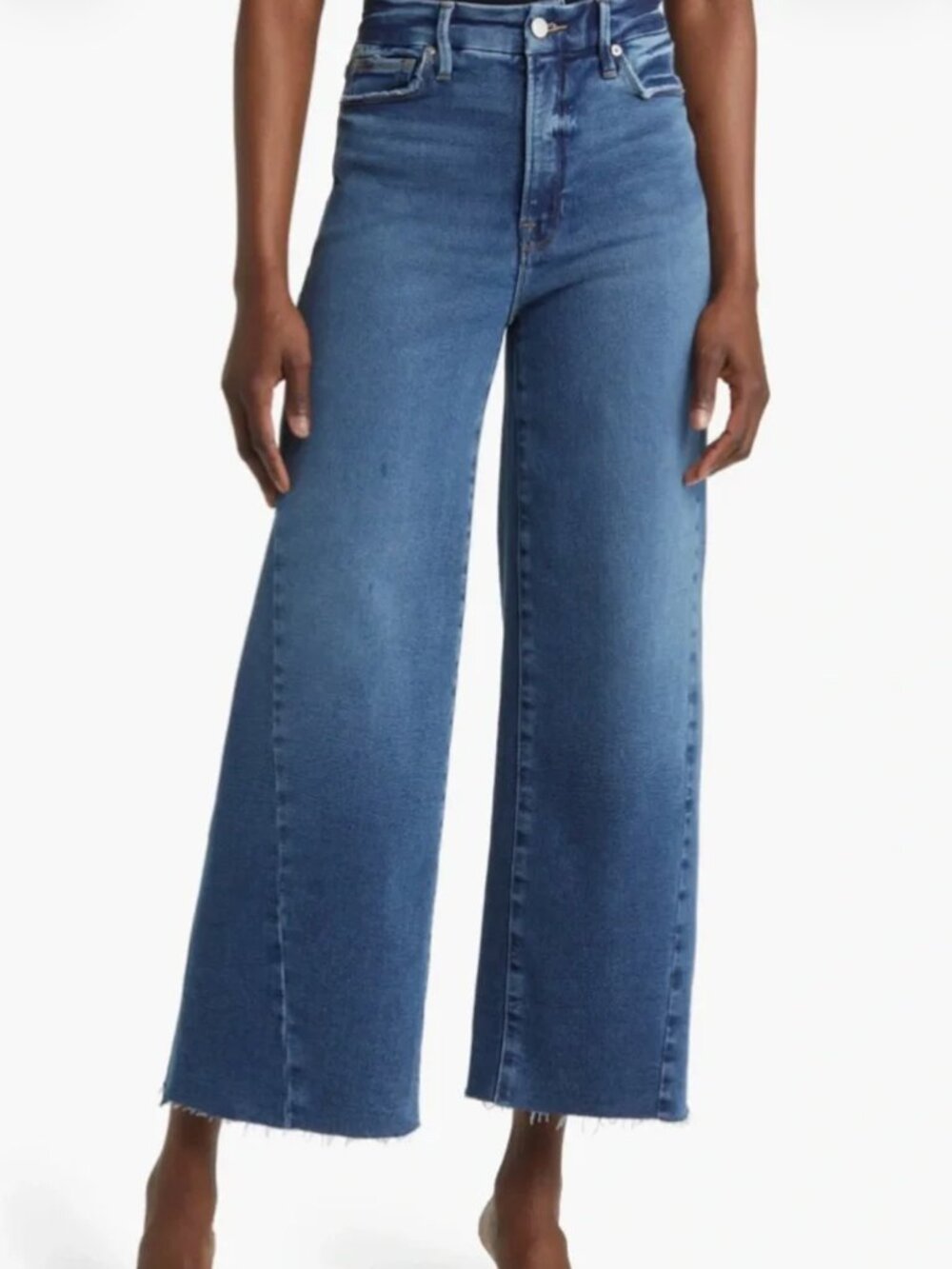Good American Good Waist Crop Palazzo Jeans — Indigo424